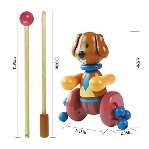 Ruyu Loyal Puppy Wooden Push-N-Pull Activity Walking Toy With Colorful Rolling Beads For Toddlers And Babies Girl Or Boy, Classic Early Learning Wooden Balance Walking Play Toy #TOP3