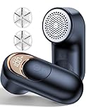 Fabric Shaver & Lint Remover for Clothes, 6-Blade Sweater Shaver with LED Display & 2 Extra Heads, USB-C Rechargeable Lint Shavers, 3 Speeds for Delicates/Couches/Blankets/Suits/Bedding, Black