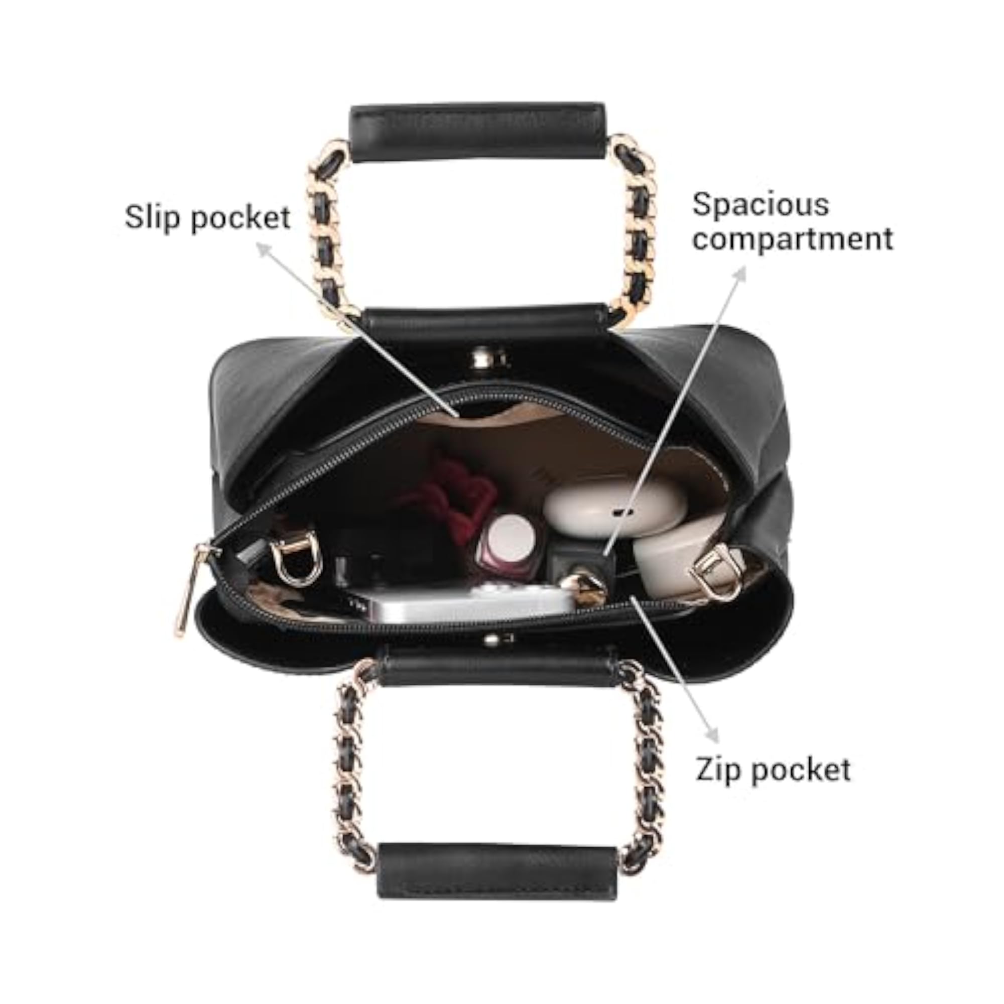 Women's Black Casual PU Sling Bag, Stylish Design