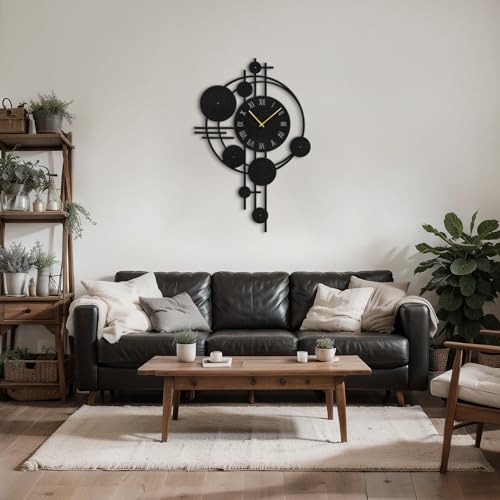 SIGNLEADER Metal Wall Clock Wall Art Decor, Modern Geometric Wall Sculpture Clock Silent Battery Operated Hangings Home Decoration for Living Room, Bedroom, Kitchen, Bathroom - 24