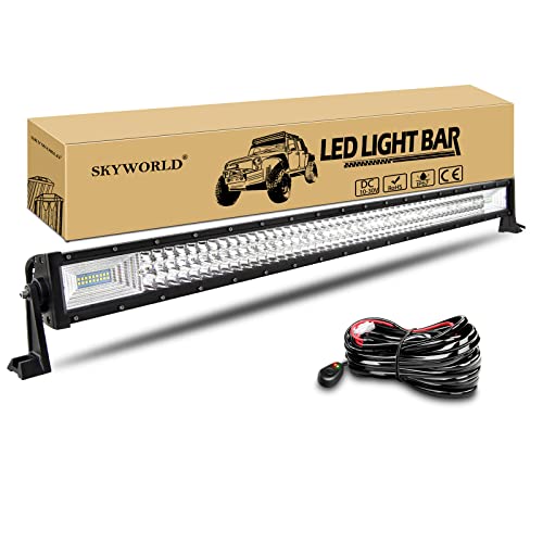 SKYWORLD 107CM 42 pouces 240W Slim Barre de led 4x4 avec 12V faisceau de câblage kit, droit barre d'éclairage lumineuse led pour Offroad Camion Tracteur Voiture Véhicules SUV ATV UTV