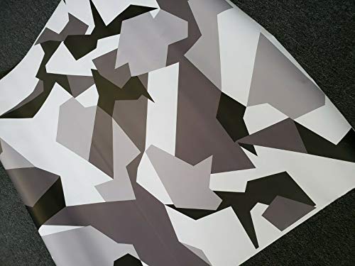 SignSomething White Geometric Camouflage Vinyl Wrap, Matte, Vehicle Wrap for Car, Truck, Boat
