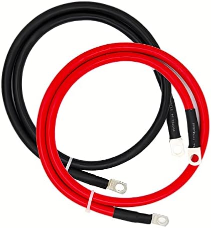 4 AWG Battery Cables,Gauge Power Inverter Cables with 5/16" Ring Terminals for Solar,RV,Auto,Marine Car,Boat （Length 3 ft)