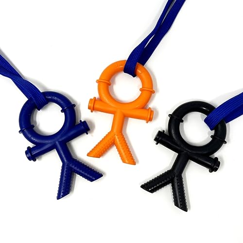 Sensory Direct Chewbuddy Tuff Stickmen & Lanyard - Paquete de 3, masticables sensoriales o ayuda para la dentición, para niños, adultos, autismo, TDAH, ASD, SPD, motor oral o necesidades de ansiedad,