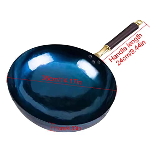 NEW-Wok-Hand-Forged-Iron-Wok-Cold-Forged-Mirror-Pot-Uncoated-Non-stick-Wok-with-Wooden-anti-scald-handle-Suitable-for-all-kinds-of-stoves-Diameter-36cm1417in
