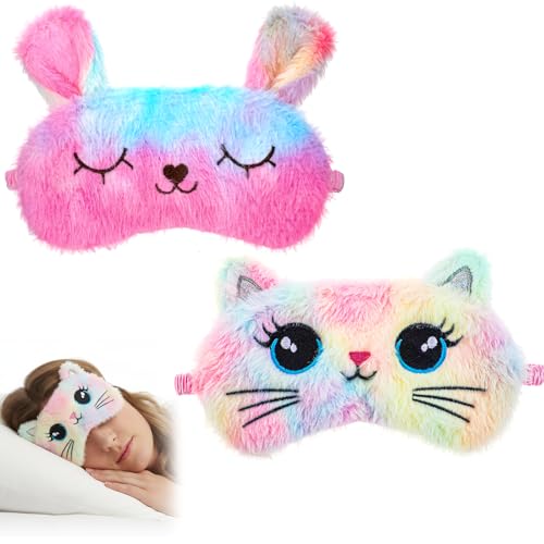 Schlafmaske Für Kinder Weiche Plüsch Schlafaugenabdeckung Weiche Augenbinde Für Plüsch Bunt Niedlich Katze Schlafaugenmaske Lustig Tier Augenbinde Mädchen Jungen Reisen Nickerchen Katzen Stil