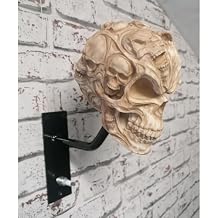 Motorcycle Helmet and Jacket Skull Holder, Wall Mount Stand, Detachable Resin Crafts, Multipurpose Storage for Helmets Coats Caps Sports Gear, Essential for Biker/Motorcyclist