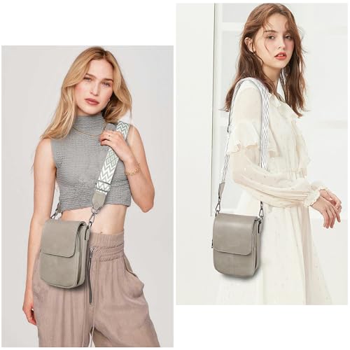 Image of TANTOMI Small Crossbody Bags for Women, Small Purses with Card Slots Phone Purse Wide Adjustable Strap (Gray)