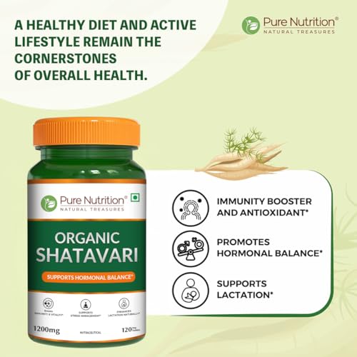 Image of Pure Nutrition Organic Shatavari 120 Tablets | Shatavari Powder Herbal Supplement | Ayurvedic Women's Wellness Support | Supports Digestion, Immunity & Daily Vitality | Traditional Herbal Formula