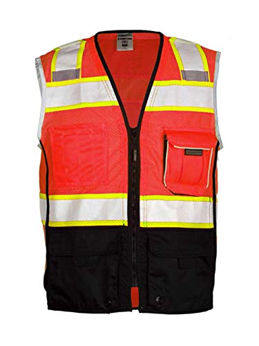 Kishigo Premium Black Series Black Bottom Class 2 Vest M Fluorescent Red (1715)