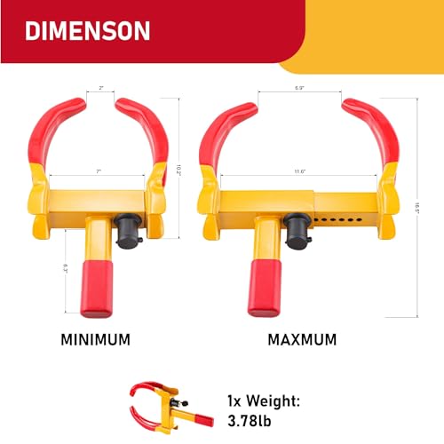 CARTMAN Heavy Duty Trailer Lock Wheel Clamp, Adjustable Security Lock for Trailers, SUV, Boats, ATVs, Motorcycles and Golf Carts, 3 Keys - Image 2