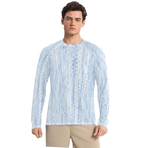 Linen Texture Stripe Dyed Men's Rash Guard Comfortable Comfort Mens Sun Protection Long Sleeve Summer