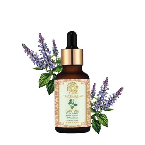 RYLLZ ESSENTIALS Patchouli Essential Oil 30ml | Therapeutic grade for Skin Care, Hair Care, Home Fragrance, Enhance Mood, Cleanse Skin, Relief from Stress & Anxiety | 100% Pure & Natural | Undiluted & Steam Distilled | 30ml
