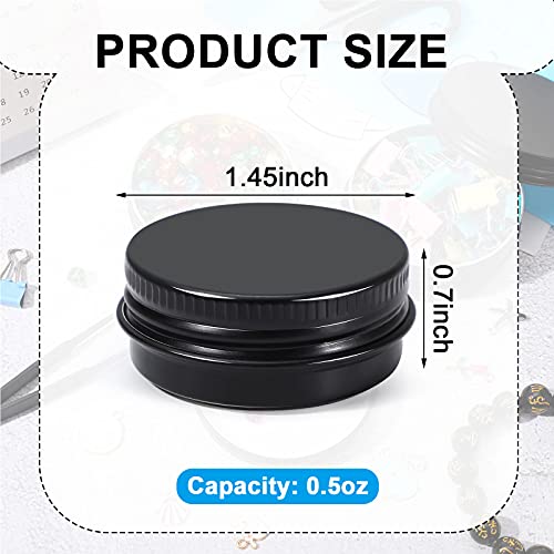 64 Pieces Screw Top Round Tin Cans Aluminum Tin Jar With Screw Lid, Lip Balm Tin Containers Bottle Empty Travel Cosmetic Sample Tin Cans Container For Diy (Matte Black,0.5 Oz) #TOP1