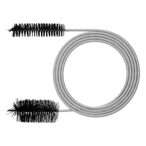 Flexible Doppelkopf Reinigungsbürste 155cm, Doppelseitige Schlauchbürste aus Edelstahl für Rohre, Schmales Abflussloch Schwarz