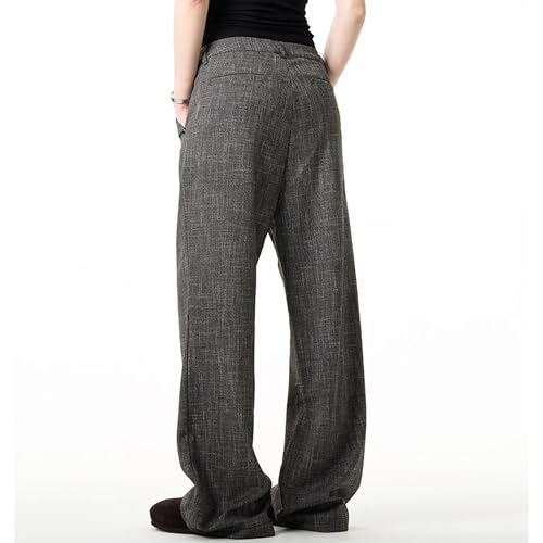 Pantalon décontracté ample à boutons style vintage masculin gris