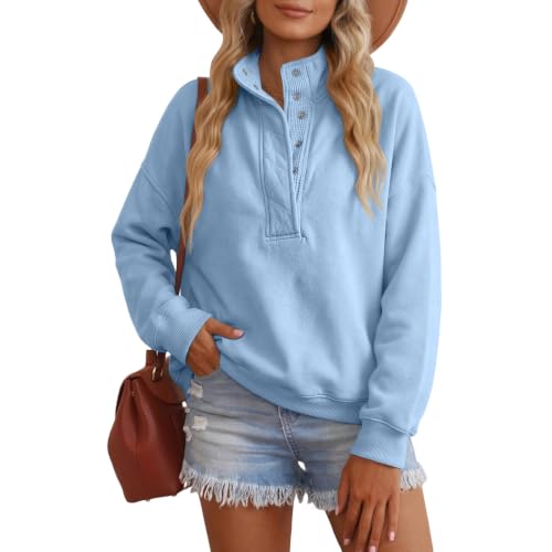 Mockneck Sweatshirt Women Oversized Casual Long Sleeve Collared Tops - image 3