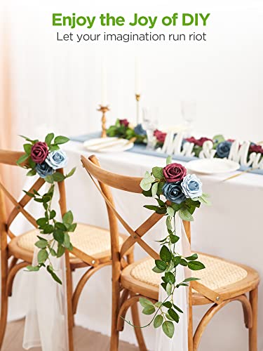 Innogear Artificial Roses, 50 Pcs Burgundy Fake Roses With Stems Faux Artificial Flowers For Decoration Diy Wedding Bouquets Centerpieces Bridal Shower Party Flower Arrangements Christmas #TOP2