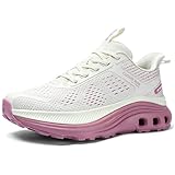 ARTOPEAK Women's Wide Walking Shoes Cushioned Running Shoes with Arch Support, Comfortable Orthopedic Slip On Tennis Shoes for Workout Gym, Lightweight Sports Athletic Sneakers White/Pink Size 8