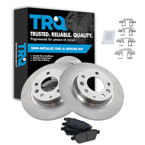Image of TRQ Rear Brake Pad and Rotor Set Semi Metallic | For 2006-2012 Ford Fusion 2007-2012 Lincoln MKZ 2006 Zephyr 2006-2013 Mazda 6 2006-2011 Mercury Milan