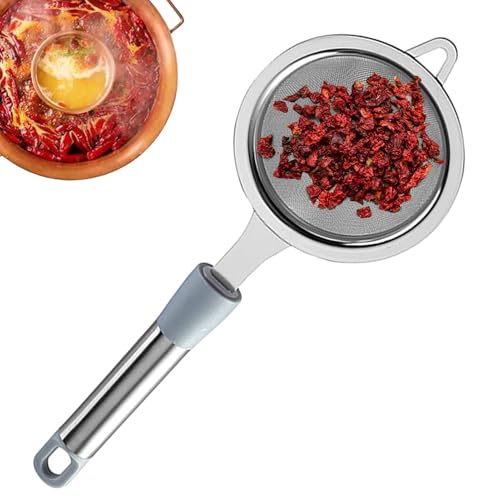 Colador de malla de acero inoxidable, colador de cocina, colador de malla con asa, filtro de aceite, colador de alimentos, colador de acero inoxidable, utensilio de cocina
