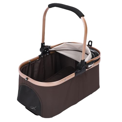 Cochecito doble desmontable para mascotas: carro de paseo plegable ligero de dos niveles 7