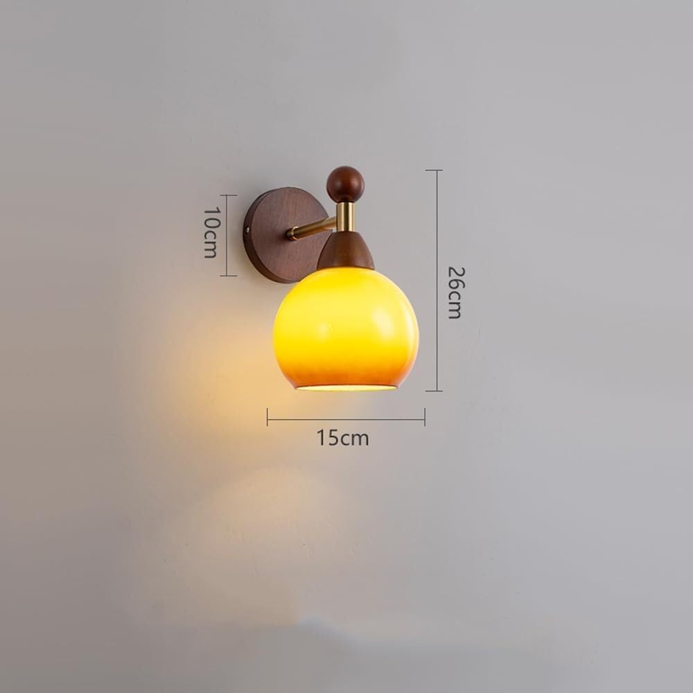 Nowoczesna lampa ścienna do wnętrz w stylu połowy wieku z abażurem ze szkła opalowego w stylu vintage do sypialni. Łatwy montaż (palnik ze szkła opalowego)