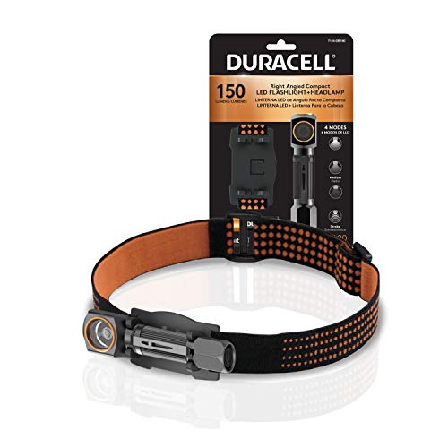 Duracell 150 Lumen EDC Right-Angle Flashlight and Headlamp for Everyday Use - Comfortable and Ultra-Strong Design with 1-AA Battery Included. Great for In-Door & Out-Door Use