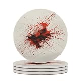 Posavasos con soporte para mesa de café, posavasos de cerámica con base de corcho, posavasos de piedra de cerámica para bebidas frías o calientes, 4.1 pulgadas