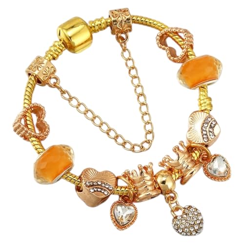 OAMIROMIA New 2026 Golden Style S Bracelets With DIY Crystal Butterifly Bee Pendant Beads Snake Chain Fashion-Trendy Wrist Accessory, Suitable For Women Or Men Perfect For Gift For Special Occasions