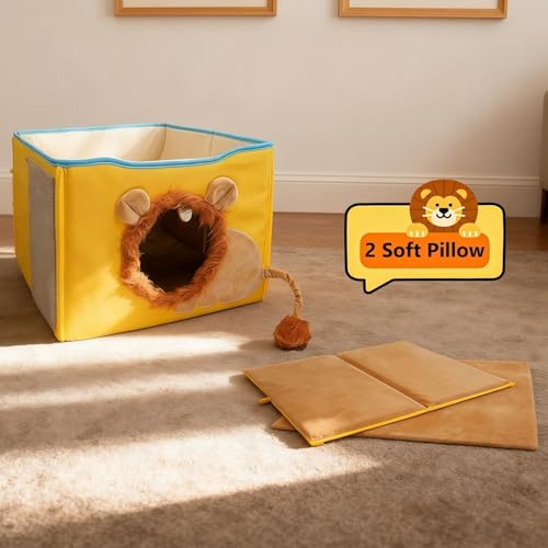 CWV Interactive Cat Toys for Indoor Cats, Kitten Toys with Scratch Pad， Cat Hideaway with Peekaboo Holes, Lion Cat House Cave with Soft Pillow — view 6