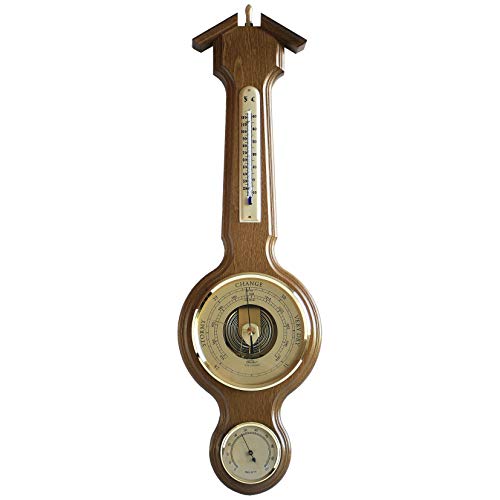 Fischer Sheraton Weather Station, Thermometer, Barometer & Hygrometer 555 x 165 mm - 4673-34 (Rustic Oak)
