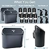Kitbest (2 Pack Car Trash Can Bin with Lid, 120 pcs Trash Bags and 4 pcs Car Hooks. Mini Car Garbage Can, Dustbin Can Organizer Storage for Front Back Seat Accessories for Car Office Home