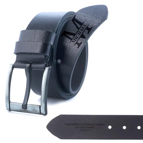 Personalized Leather Belt for Men – Custom Engraved Gift – Premium Genuine Leather Belt for Casual & Dress Wear
