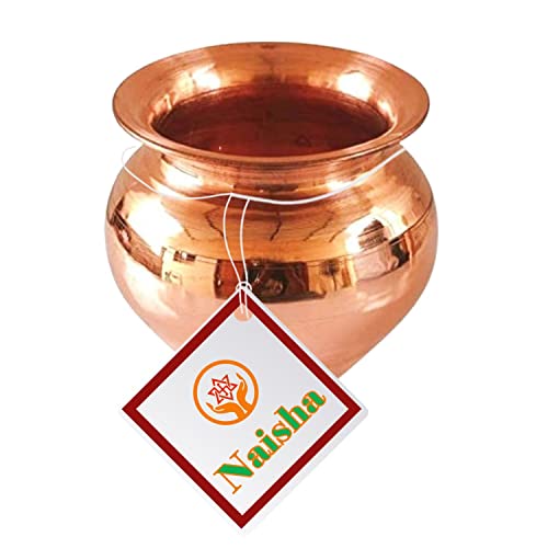 NAISHA Indian 100% Copper Kalash, Lota for Puja Wedding Purpose Temple Decoration 180 ML (7 cm, Height)