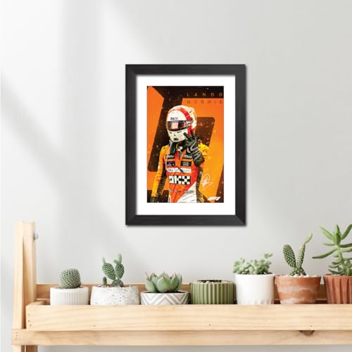 Image of TenorArts Lando Norris Poster F1 Driver Posters Formula One Photo Frame Painting with Matt Finish Black Texture (12 inches x 9inches)
