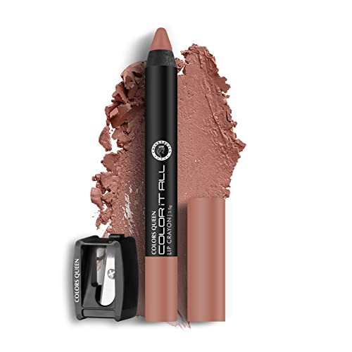 Image of Colors Queen Color It All Non Transfer Lip Crayon Lipstick | Long Lasting Matte Lipstick Combo Pack (Rusty Nude, Chocobar, Coco Block, 10.5g)