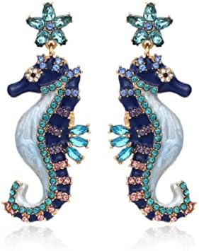 Seahorse Earrings for Women, Cute Fish Seahorse Earrings for Girls, Starfish Seahorse Dangle Earrings Hypoallergenic, Star Sea Horse Bohemian Drop Earrings, Beach Ocean Seahorse Earrings Studs, Seahorse Jewelry Gifts Funny Earrings