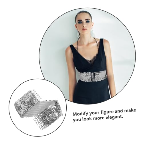 Sequin Wide Elastic Dress Belt Fashion Stretchy Waist Belt for Pants Dresses Comfortable Elegant Day Wear4