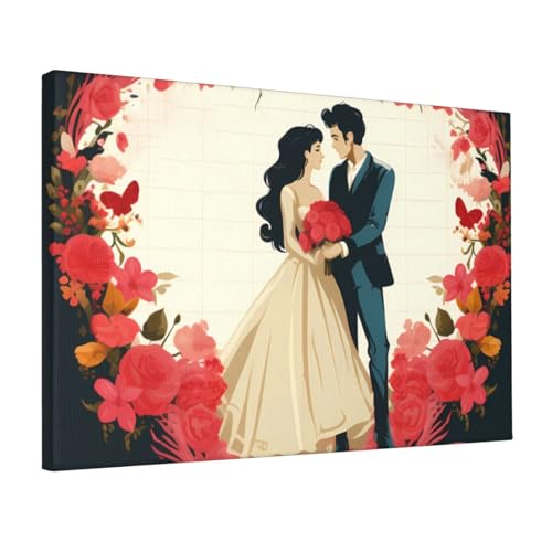 Impression HD Just married sur toile premium pour decoration murale salon