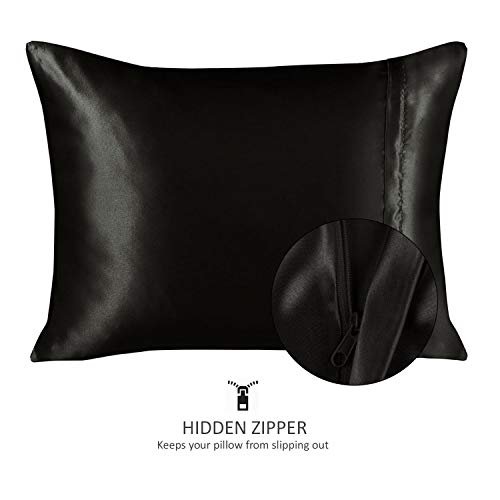 Shopbedding Luxury Satin Pillowcase For Hair – King Satin Pillowcase With Zipper, Black (1 Per Pack) – Blissford #TOP1