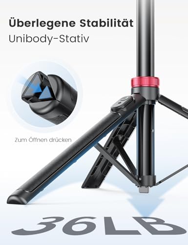 10,2\ Dimmbares Ringlicht mit 75 Zoll hohem Aluminium-Stativ, Flimmerfreies LED-Make-up-Licht/Cold-Shoe-Schnellmontagehalterung, Ringlicht für Handy, TikTok/Live-Stream, Videoaufnahmen