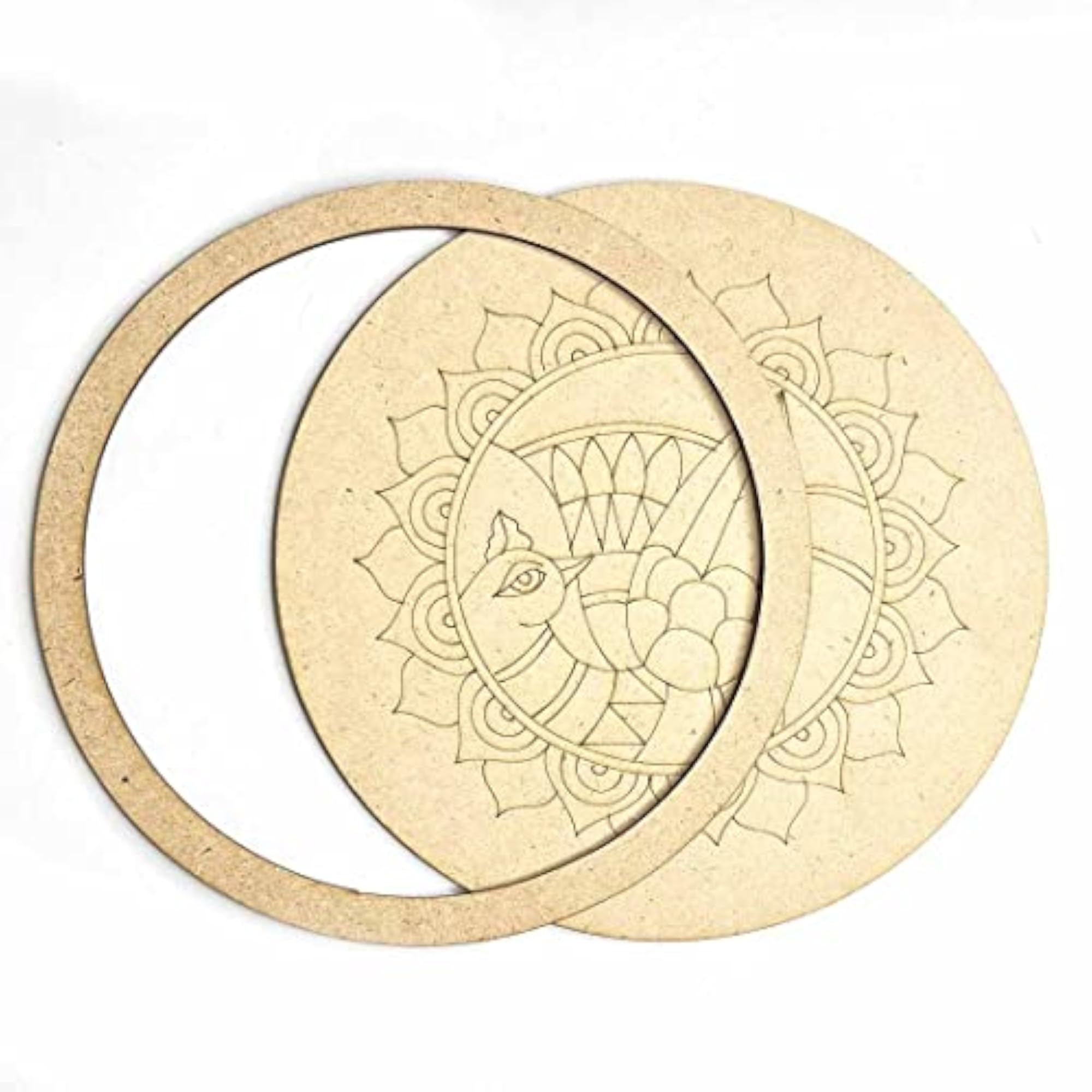 Peacock MDF Engraved Design Wall Plate for DIY, Craft Decor