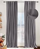 100% Blackout Shield Linen Blackout Curtains for Bedroom 84 Inches Long, Back Tab/Rod Pocket Living Room Drapes, Thermal Insulated Blackout Curtains 2 Panels Set, 50