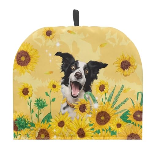 Goronwyfloyd Dog and Sunflower Teapot Cozy Breakfast Warmer Kitchen Home Decorative Tea Pots Cozy with Insulation Pad for Keep Warming Not Easy to Pilling and Fade