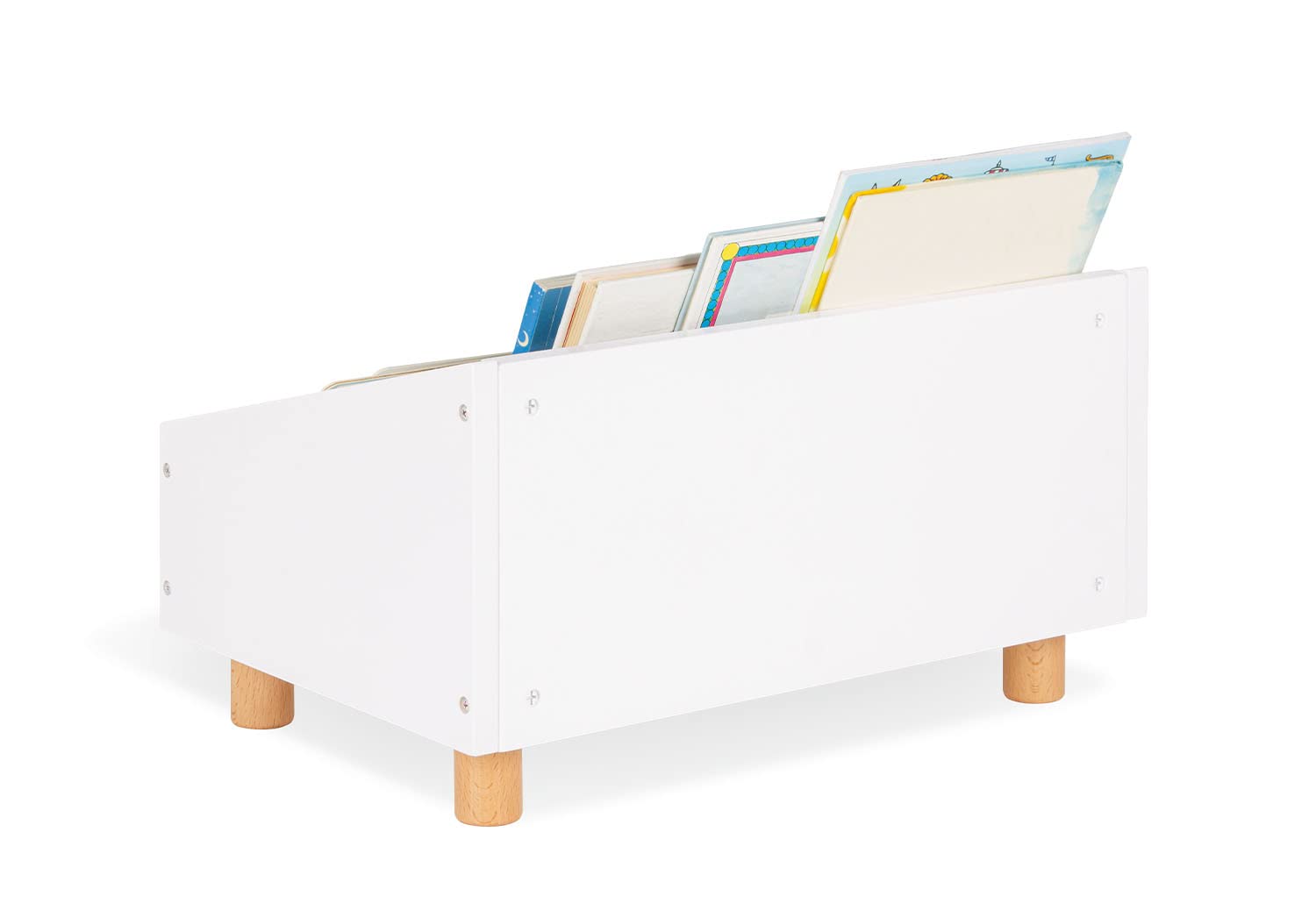 PINOLINO Regal Ando – Bücherregal Kinder 2 Fächer, weißes Kinderbücherregal fürs Kinderzimmer, Kinderregal mit skandinavischem Design, Spielzeugregal mit abgerundeten Holzfüßen, ab 3 Jahren