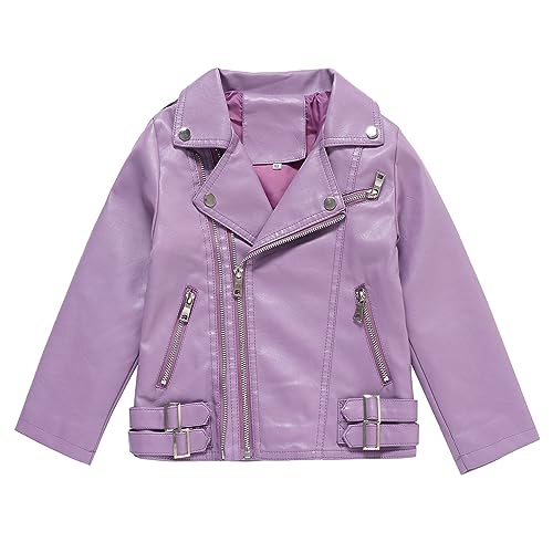 Kids Faux Leather Biker Jacket, Motorcycle Style with Lapel Collar