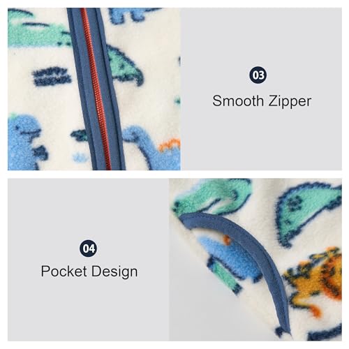 Image of Volunboy Toddler Polar Fleece Jacket Boys Long Sleeve Zip Up Fall Coats Winter Warm Outerwear