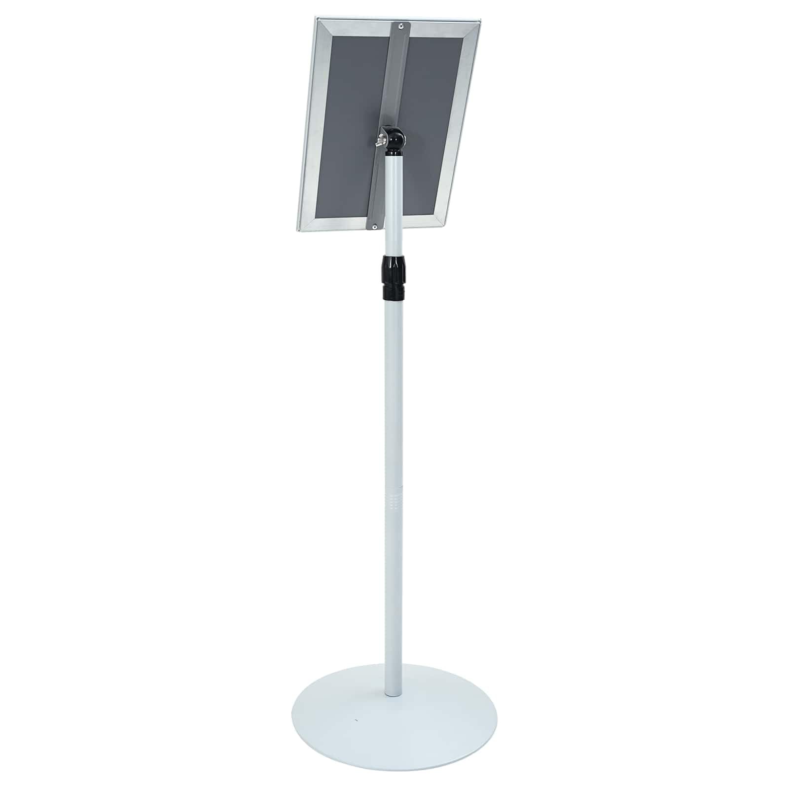 Soporte para póster, plateado, 33 x 33 x 126 cm, PVC, acero ajustable, para interior y exterior, expositor