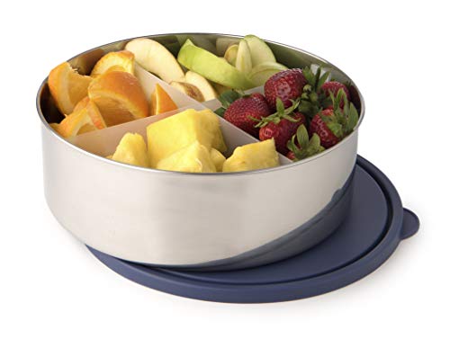 U Konserve - Divided Big Bowl, 3-in-1 Reusable Stainless Steel Container with Removable Divider, Multiple Dishes in One Container (Stainless/Ocean)